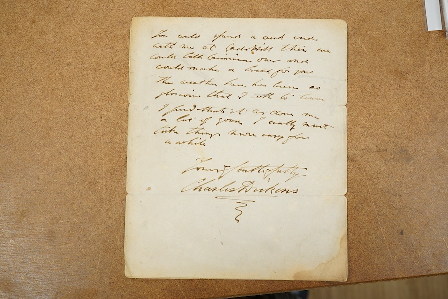 Charles Dickens Junior, a handwritten letter signed by Dickens, on notepaper with a heading in the form of an engraving of ‘Hove Church, near Brighton’